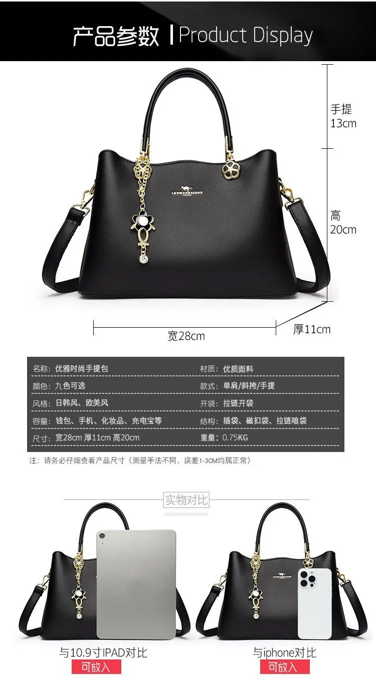 Unique Solid Color Retro Diaper Bag Luxury Crossbody Handbag For Women Chic Leather Shoulder Tote Purse