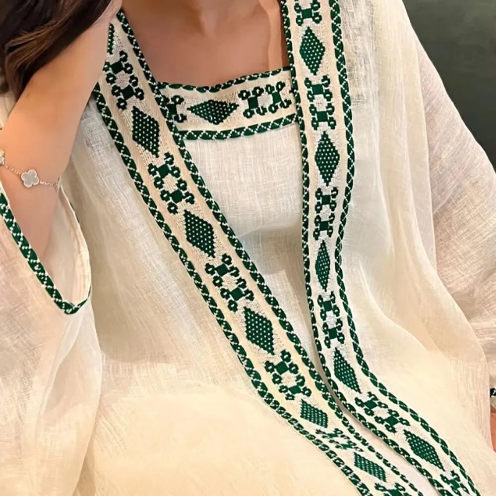 Muslim Dress 2 Piece Sets Women Modest Open Abaya Suit Dresses Cardigan Robe Morocco Dubai Kaftan Vestidos Jalabiya Outfits 2025