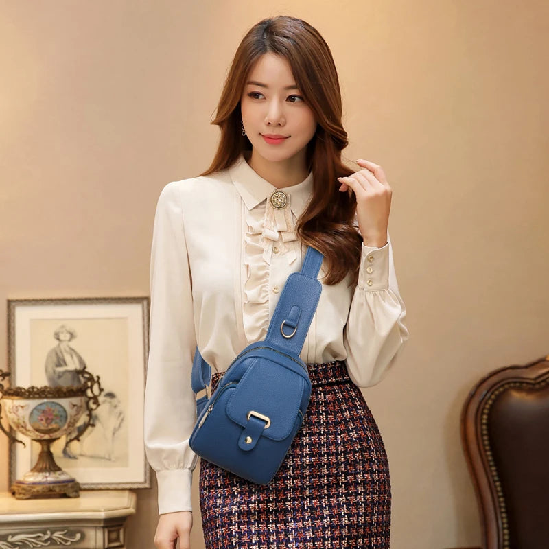 Women Bag Chest Bags Soft PU Leather New Trend Bags Female Crossbody Bag Shoulder Messenger Bags Multiple Pockets Pack Designer