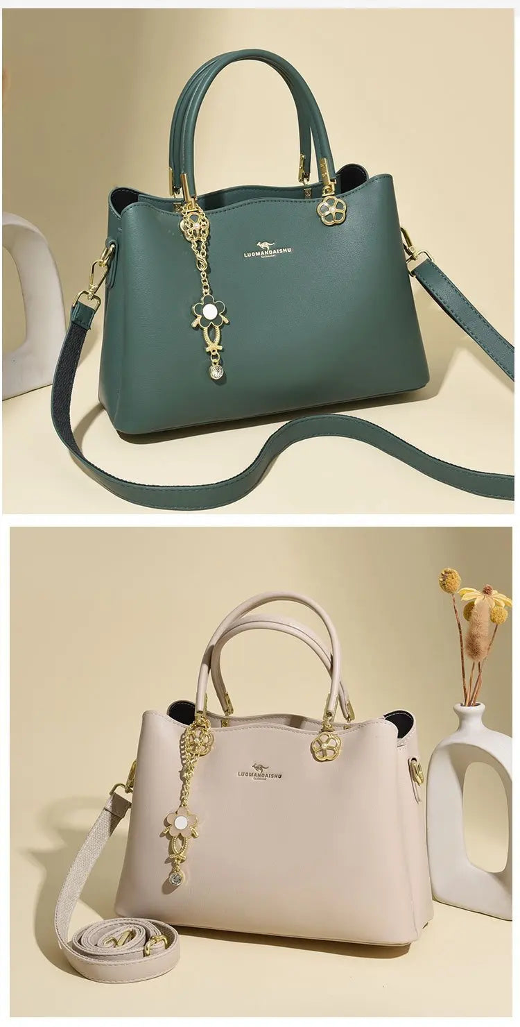 Unique Solid Color Retro Diaper Bag Luxury Crossbody Handbag For Women Chic Leather Shoulder Tote Purse