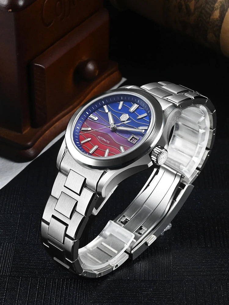 San Martin 39mm Miyota 9015 Splicing MOP Dial Men Automatic Watch 3H Date BGW-X1 Luminous Sapphire 10Bar Waterproof SN0150