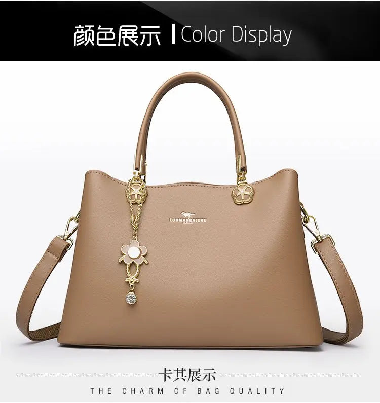 Unique Solid Color Retro Diaper Bag Luxury Crossbody Handbag For Women Chic Leather Shoulder Tote Purse