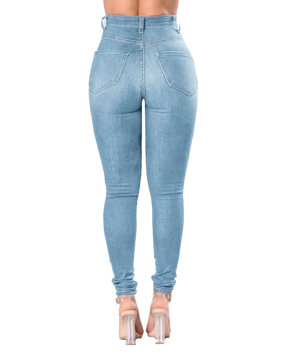 Women's Ripped Jeans Slim Fit Ankle Pants - High Waist Distressed Denim Skinny Pants for Women