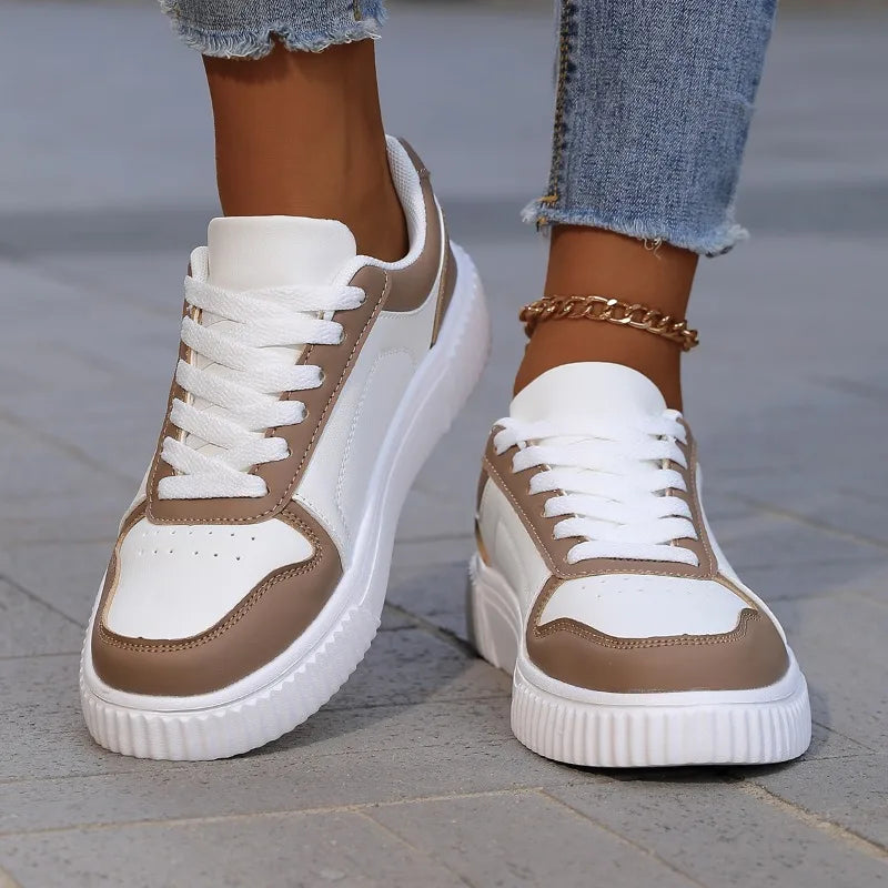 YRZL Women's Shoes Casual Vulcanize Shoes Ladies Classical Flats Walking Women's Sneakers Female PU Leather Sports Shoes Woman