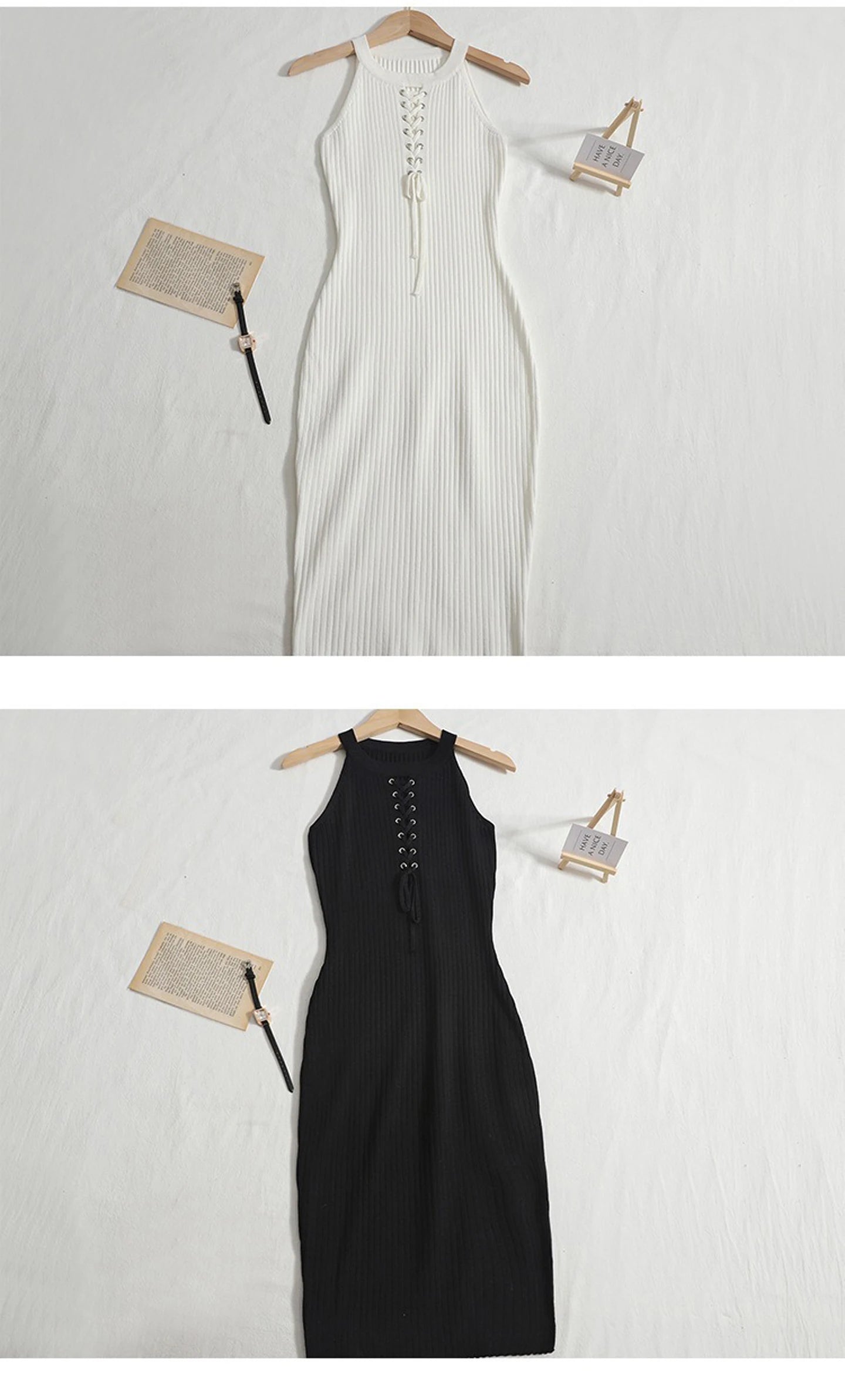 YuooMuoo Chic Fashion 2026 Summer Sleeveless Mini Dress Women O-neck Bandage Slim Knitted Bodycon Dress Streetwear Lady Outfits