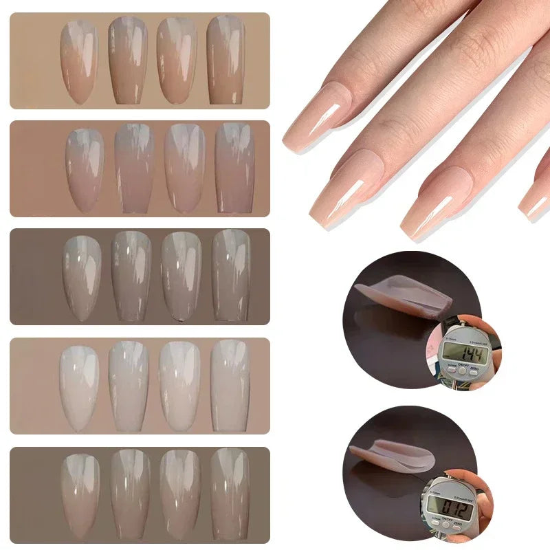 140PCS Skin Tones Press on Nails 3-IN-1 Nude Natural Soft Nail Tips Set Ultra-Fit Gel Nail Extensions Easy Manicure DIY