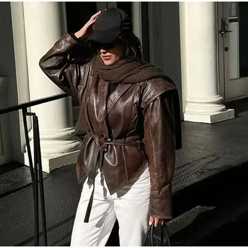 Oligai Spring Women's Casual Faux Leather Jacket Coat for 2025 Stunning PU Jacket Blouse for High Street