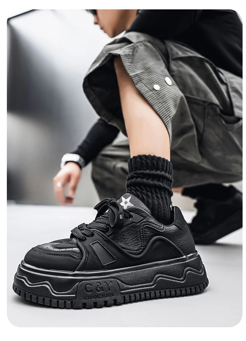 Fashionable Durable Men's Sneakers Casual Sport Shoes Trendy Stream Trudging Shoes Wear-resistant Cotton Ultra-soft Leather