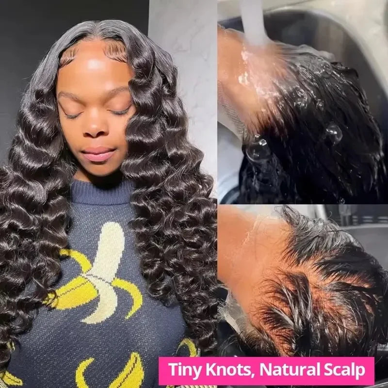 Loose Deep 13x6 Lace Front Human Hair Wig 30 40 Inches Brazilian Water Deep Wave 13x4 HD Lace Frontal Wig Curly Wigs For Women