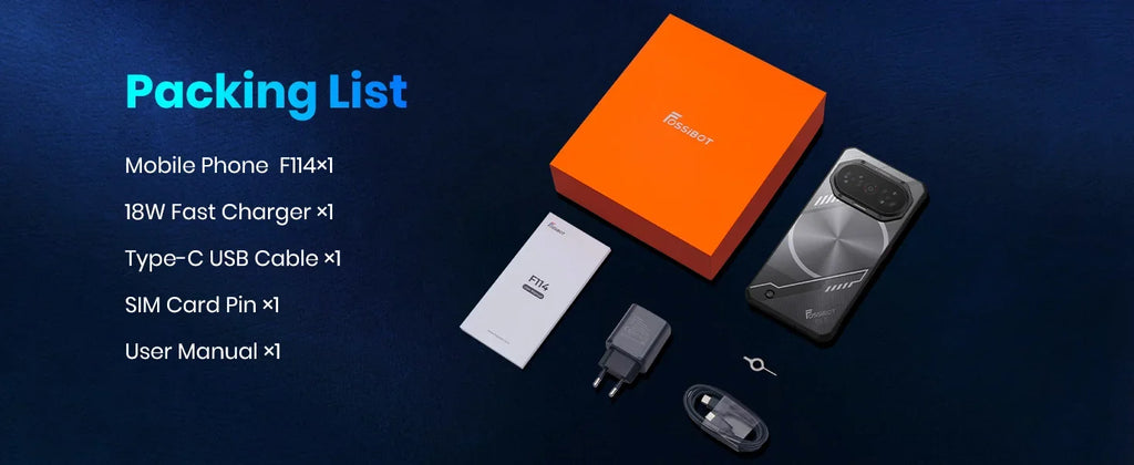 Fossibot [F114] 4G Smartphone 16GB(4+12) RAM 128GB ROM 5000mAh 18W Android 15 Unisoc T615 Ultra-thin Rugged Phone 4G 50MP