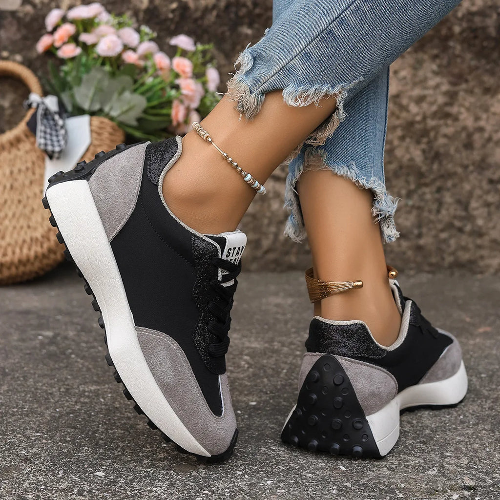 Women Sneakers Causal Walking Shoes Woman 2025 Autumn Fashion Lace Up Sports Platform Shoes Outdoor Non-slip Running Shoes