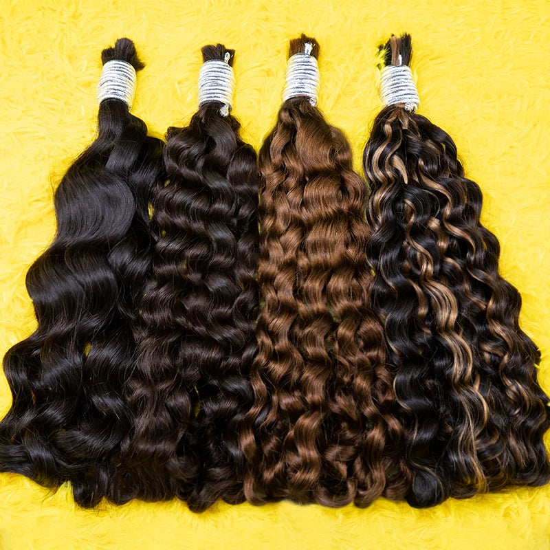 Ginger Virgin Human Hair Bulk For Braiding Extenciones De Cabello Natural Humano Weaving Unprocessed No Water Wave Culry Bulk