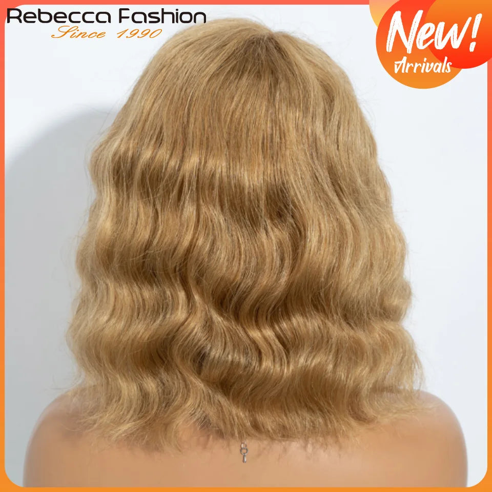 Honey Blonde Bob Wig Human Hair Real 12a Body Wave Part Lace Frontal Wig Ombre Highlight Short Bob Wigs Human Hair Pre Plucked