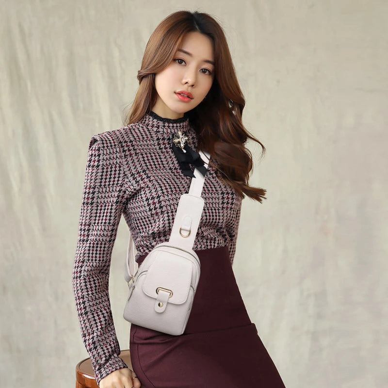 Women Bag Chest Bags Soft PU Leather New Trend Bags Female Crossbody Bag Shoulder Messenger Bags Multiple Pockets Pack Designer