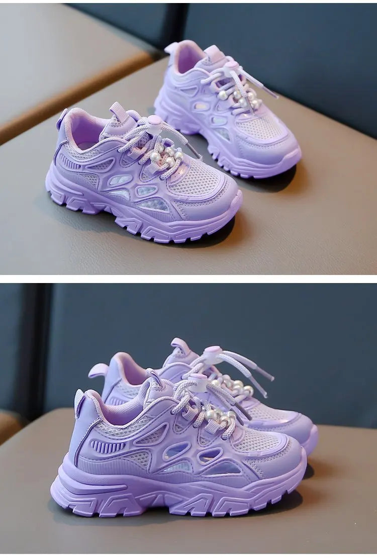 Children Mesh Casual Shoes Girls Summer White Chunky Dad Sneakers Kids Toddler Lightweight Non Slip Summer Comfort Shoes