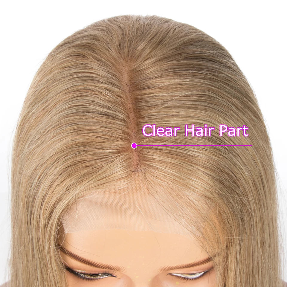 Sleek 28 Inch Gold Blonde Colored Human Hair Wigs 13X6X1Lace Front Brazilian Hair Wigs 100% Real Ready To Wear Cosplay Lace Wig
