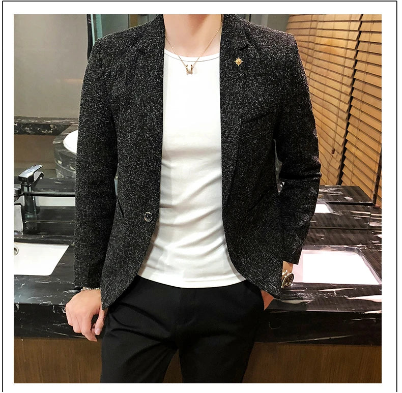 Men's Retro Casual Suit Jacket Blazers Business Formal Linen Suit Jacket High-quality Club Dress Formal Jacket Plus Size 4XL-M