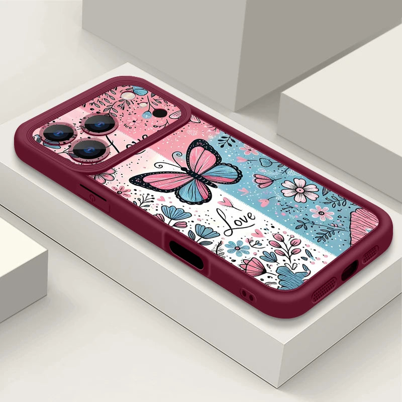 Butterfly Flower Patterned Phone Case For iPhone 17 Pro Air 16e 15 16 Pro Max 14 16 Plus 13 12 Pro Max Shockproof Soft TPU Cover