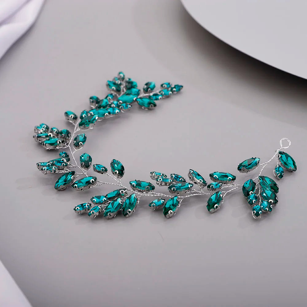 Gold Wedding Head Jewelry Red Bridesmaid Headpieces Blue Handmade Rhinestone Headband Bridal Hair Accessories Tiaras For Women