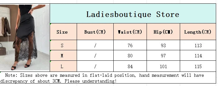 Black Lace Patchwork Mini Skirt Women Fashion Solid Sexy Mid-length Skirts Lady Elegant 2025 Party Daily Party Slim Fit Gowns