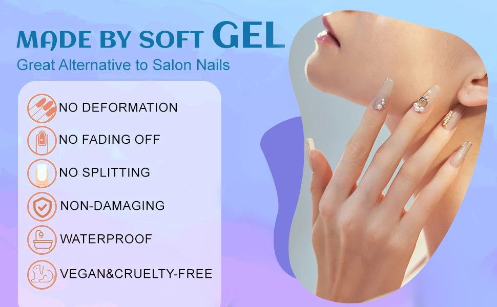 24 pcs  long almond French press on nails,3D gel  flower manicure design, summer manicure, suitable for women and girls to wear