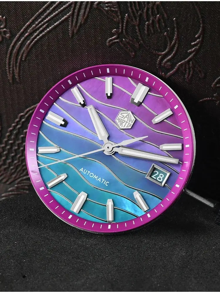 San Martin 39mm Miyota 9015 Splicing MOP Dial Men Automatic Watch 3H Date BGW-X1 Luminous Sapphire 10Bar Waterproof SN0150