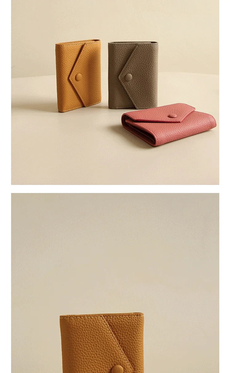New PU Leather Small For Women Wallet Luxury Envelope Card Holder Brand Designer Multipurpose Zip Coin Cowhide Short Purse 2026