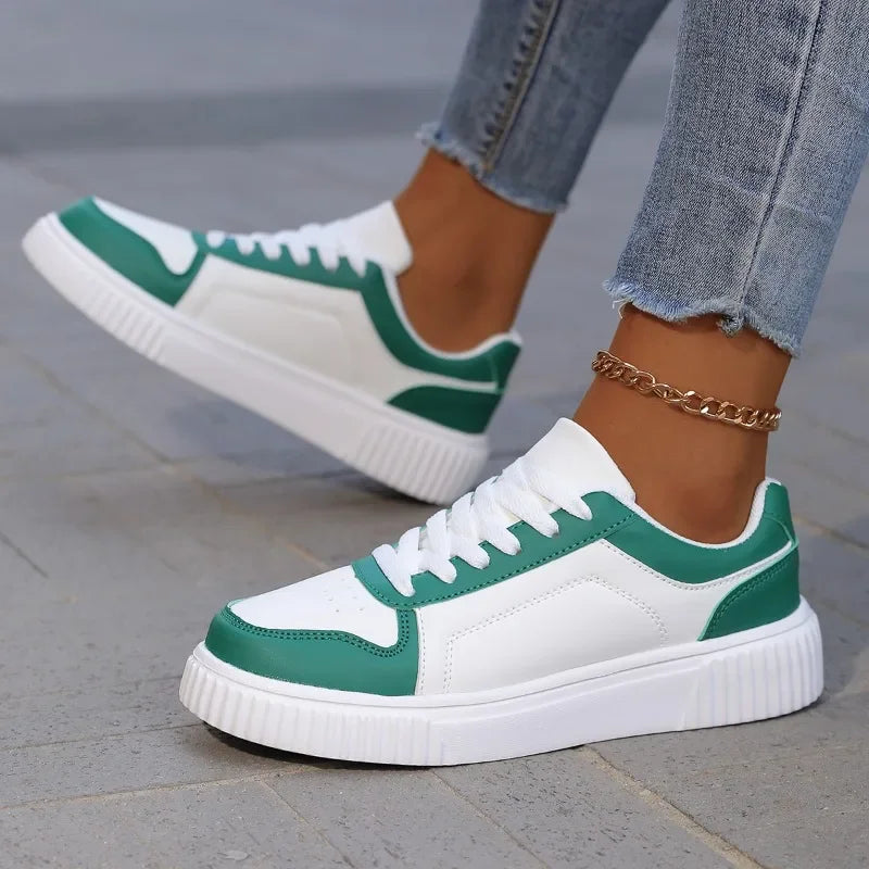 YRZL Women's Shoes Casual Vulcanize Shoes Ladies Classical Flats Walking Women's Sneakers Female PU Leather Sports Shoes Woman