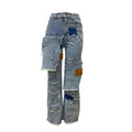 Women's Multi-Poket Patchwork Jeans 2025 New Fashion Streetwear Trend Patch Sexy Distressed Straight Leg Denim Pants Trousers