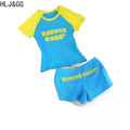 HLJ&GG Fashion Letter Y2K Shorts Two Piece Sets Women Round Neck Slim Crop Top And Shorts Outfits Summer New Hot Girl Streetwear