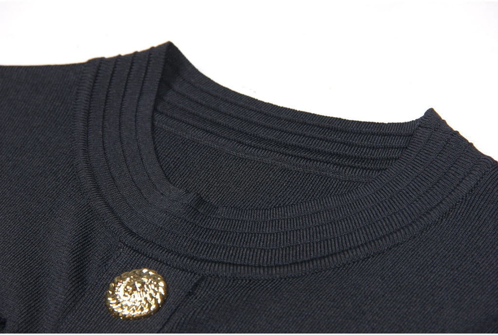 SML Spot 2024 European and American Summer New Fashion High Quality Knitted Round Neck Slim Slim A-Line Dress Women