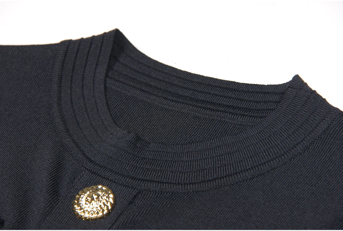SML Spot 2024 European and American Summer New Fashion High Quality Knitted Round Neck Slim Slim A-Line Dress Women