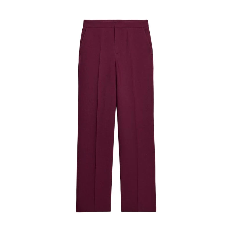 Elegant Feathers Women Blazer Pants Suit Lapel Button Coat Straight Wide Leg Trousers Lady Set 2026 Spring Female Outfits