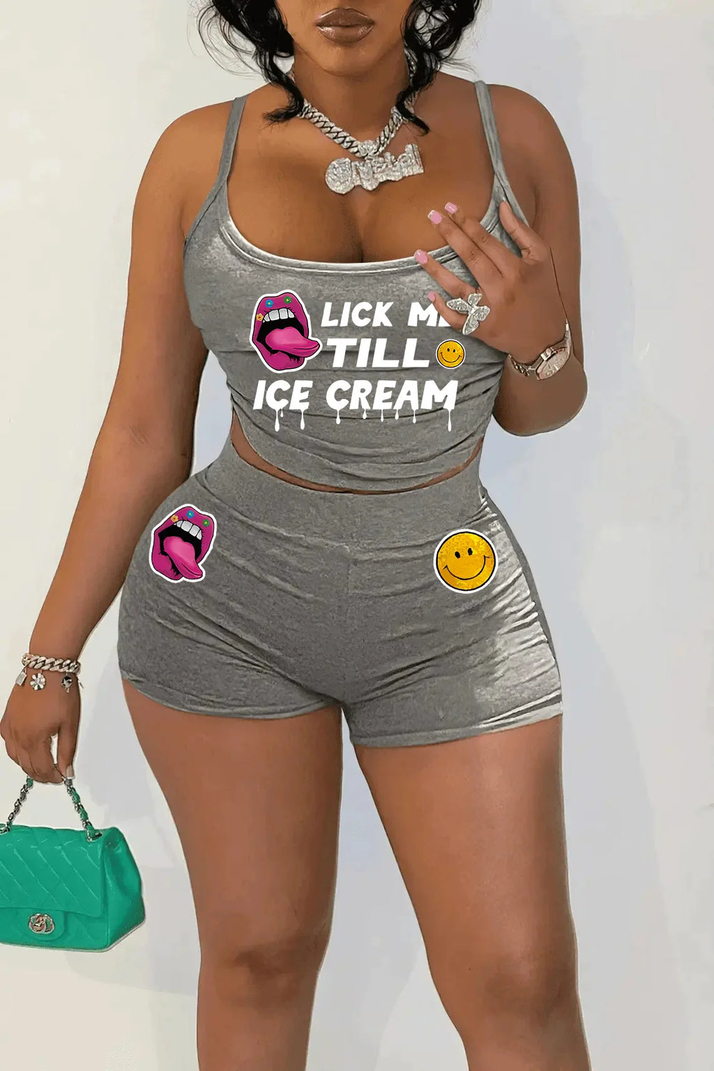 Sexy Spaghetti Strap Crop Tops And Short 2 Piece Sets Woman Outfit 2025 Summer Sexy Sport Casual Two Piece Set Women Short Sets