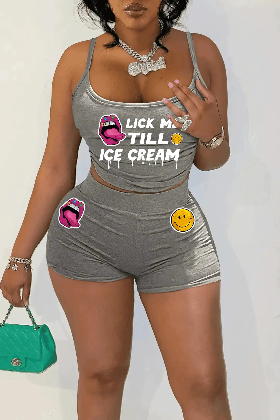Sexy Spaghetti Strap Crop Tops And Short 2 Piece Sets Woman Outfit 2025 Summer Sexy Sport Casual Two Piece Set Women Short Sets