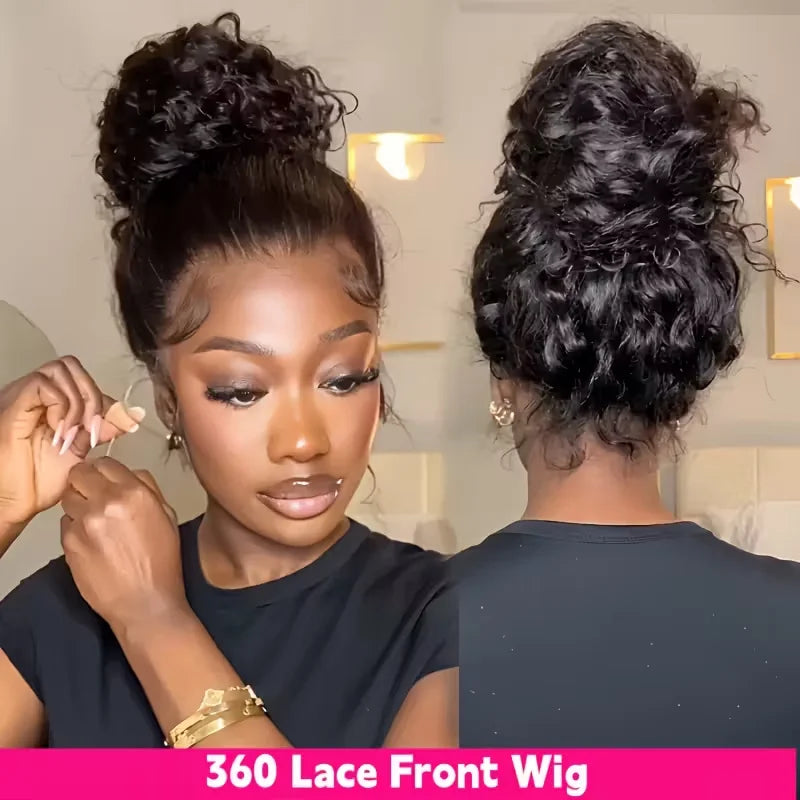 Deep Wave Invisible Strap 360 Full Lace Wig Curly Human Hair Adjustable Drawstring Hd Lace 360 Glueless Wig Brazilian Water Wave
