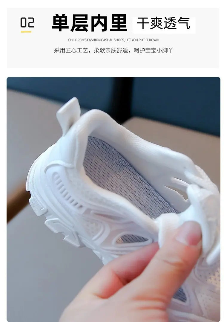 Children Mesh Casual Shoes Girls Summer White Chunky Dad Sneakers Kids Toddler Lightweight Non Slip Summer Comfort Shoes