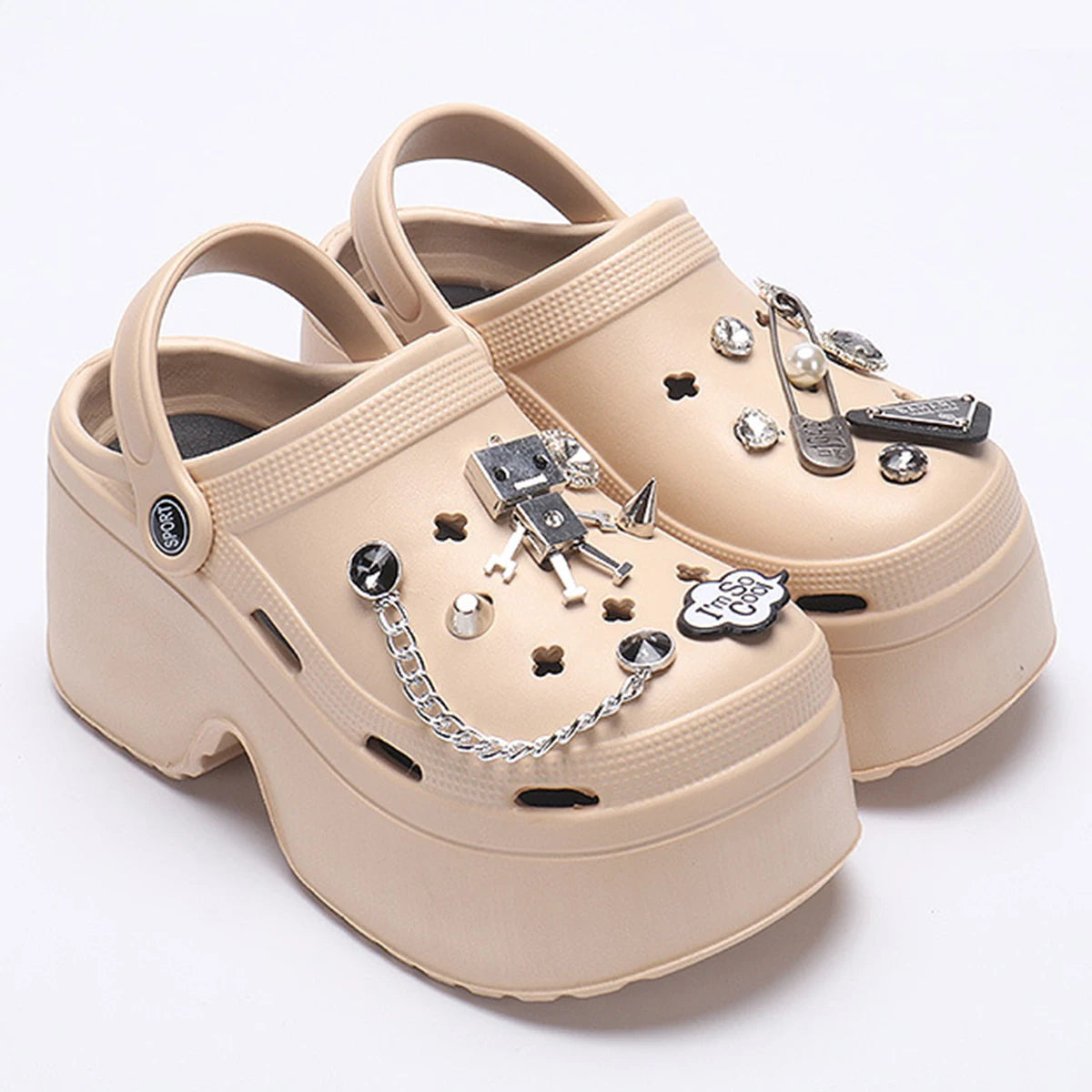 Women Chunky Platform Sandals 2024 Summer Soft Thick Sole Diy Clogs Garden Shoes Woman Closed Toe Non-Slip Beach Slides Sandals