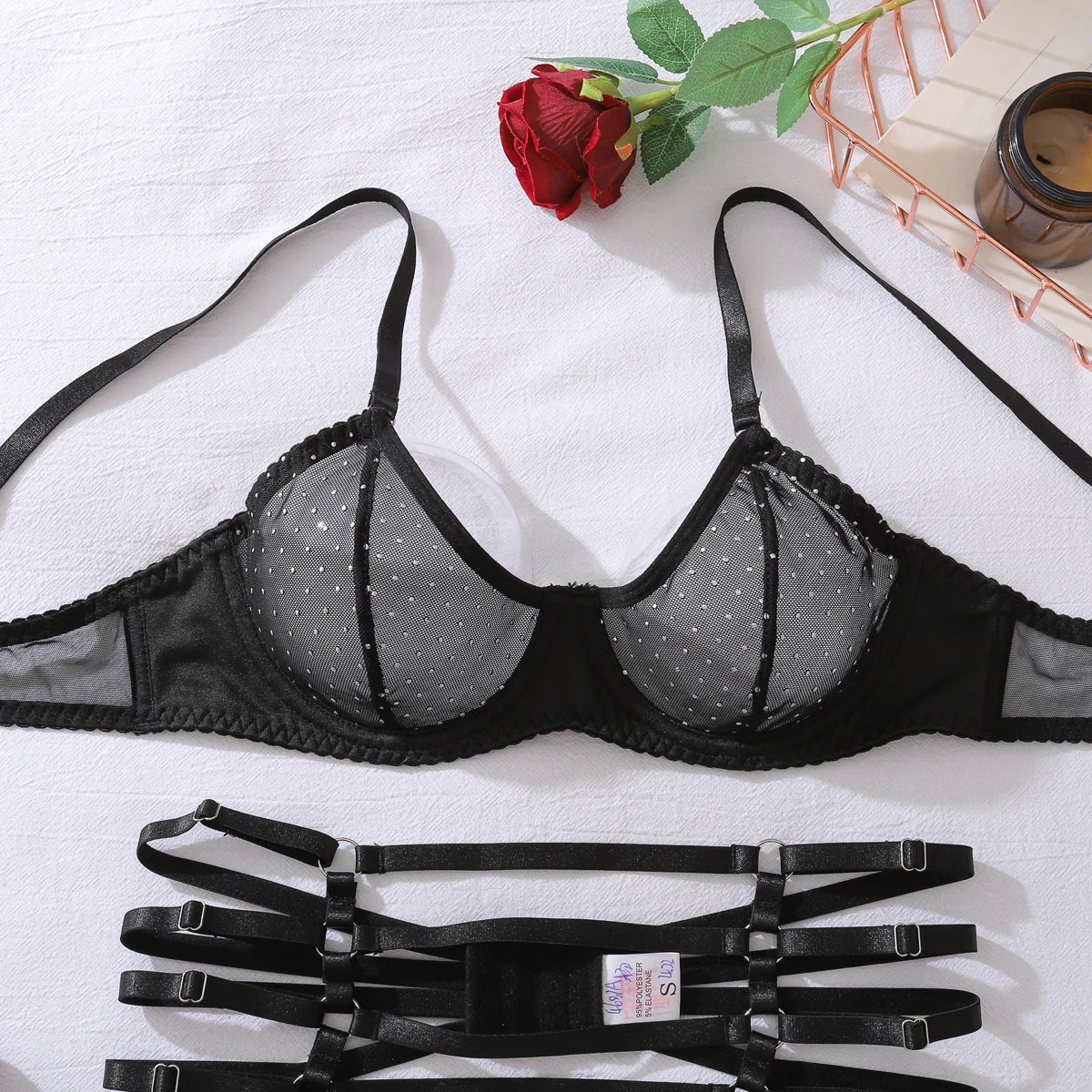 2025 New Product Complex Craftsmanship Bundle Hollow Body Shaping Comfortable Mesh Sexy Underwear Four Piece Set