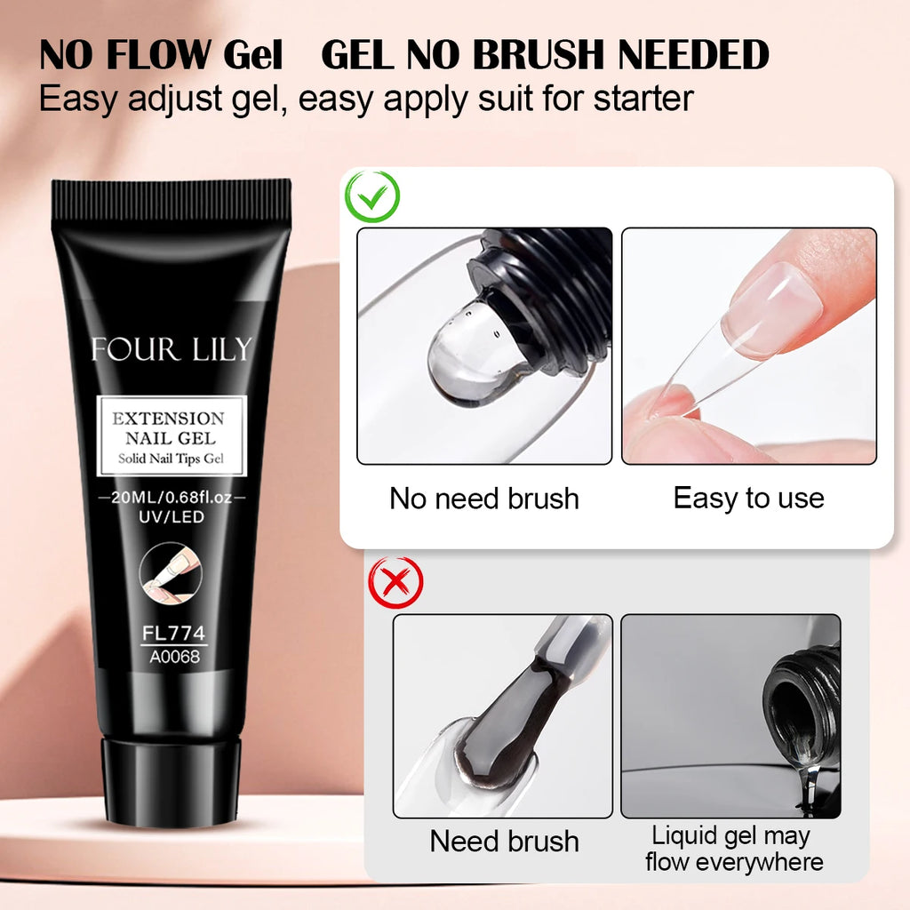 20ml Solid Nail Nail Tips Gel for Press On Nails, Adhesive 3 in 1 Nail Gel for Fake Nails, Super Strong Acrylic Nail Gel