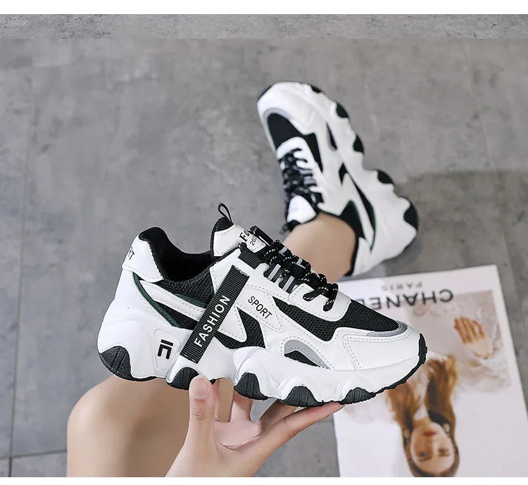 Zapatillas Mujer Sneakers Trendy Mesh Platform Sneakers Leather Shoes Breathable Socofy Casual Sports Shoes Women Flats 2023