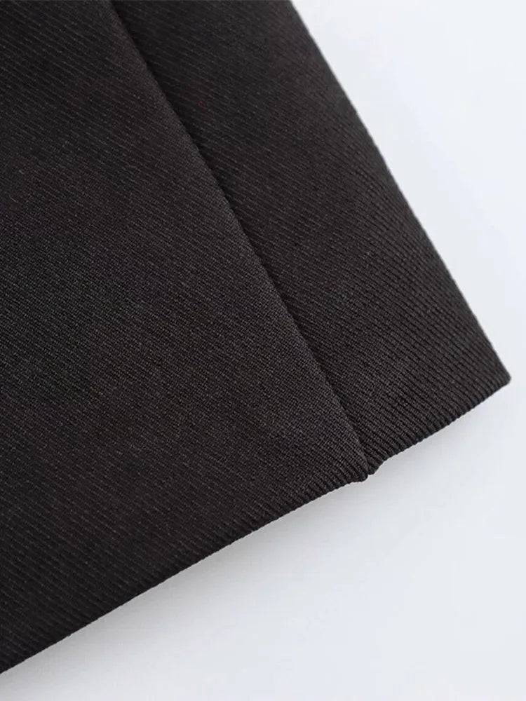 Retro Fashion Black Commute Professional Blazer Coats Deep V Shoulder Pads Suit Coat Jacket Women Waist Cinched Office Outwear