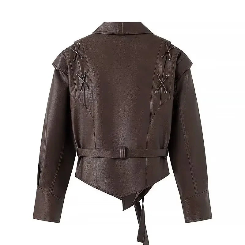 Oligai Spring Women's Casual Faux Leather Jacket Coat for 2025 Stunning PU Jacket Blouse for High Street