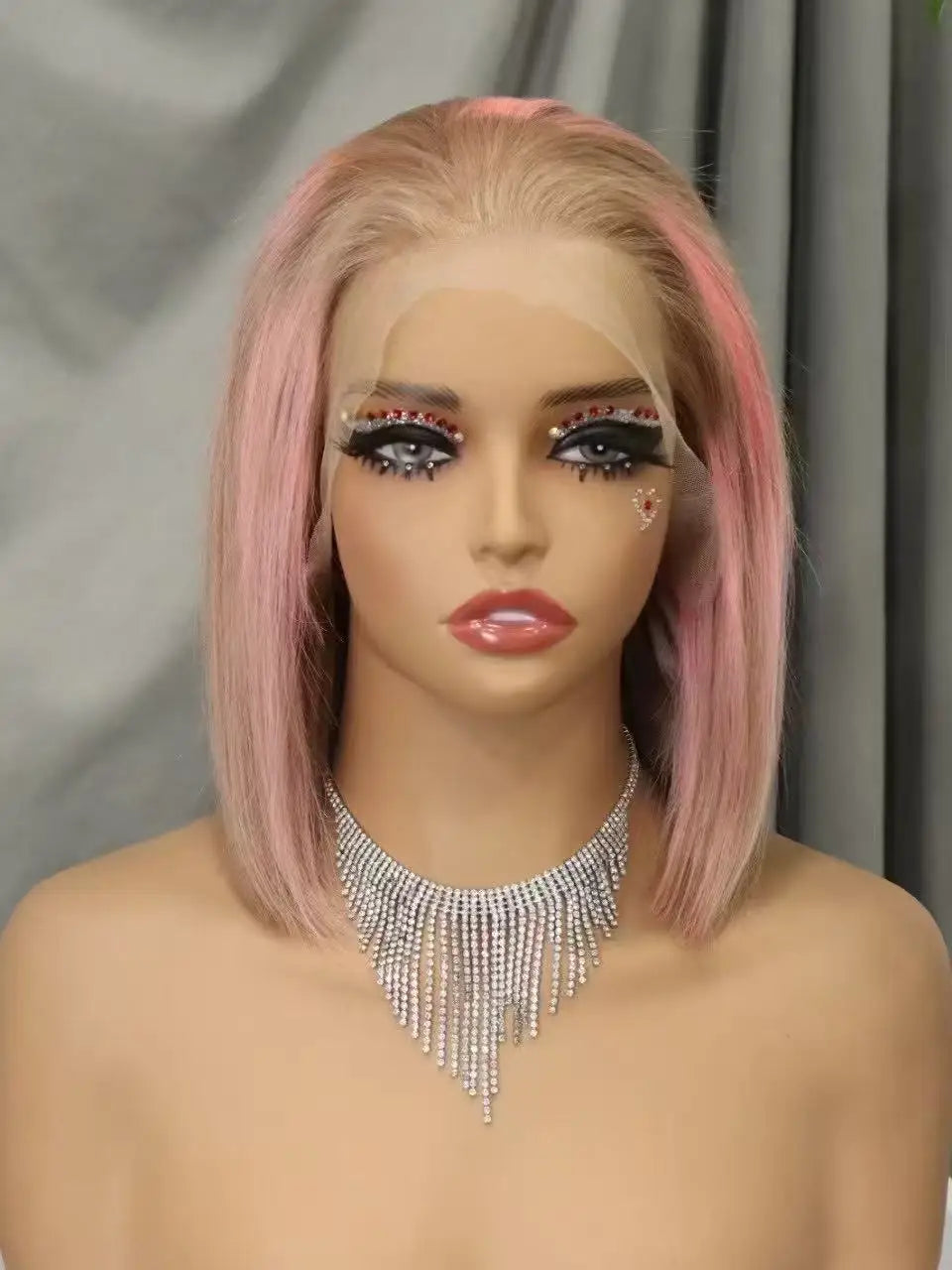 Pink Bob Wig Human Hair Wigs 250% 13x4 Transparent Lace Front Double Drawn Bone Straight Colored Bob Wigs for Black Women