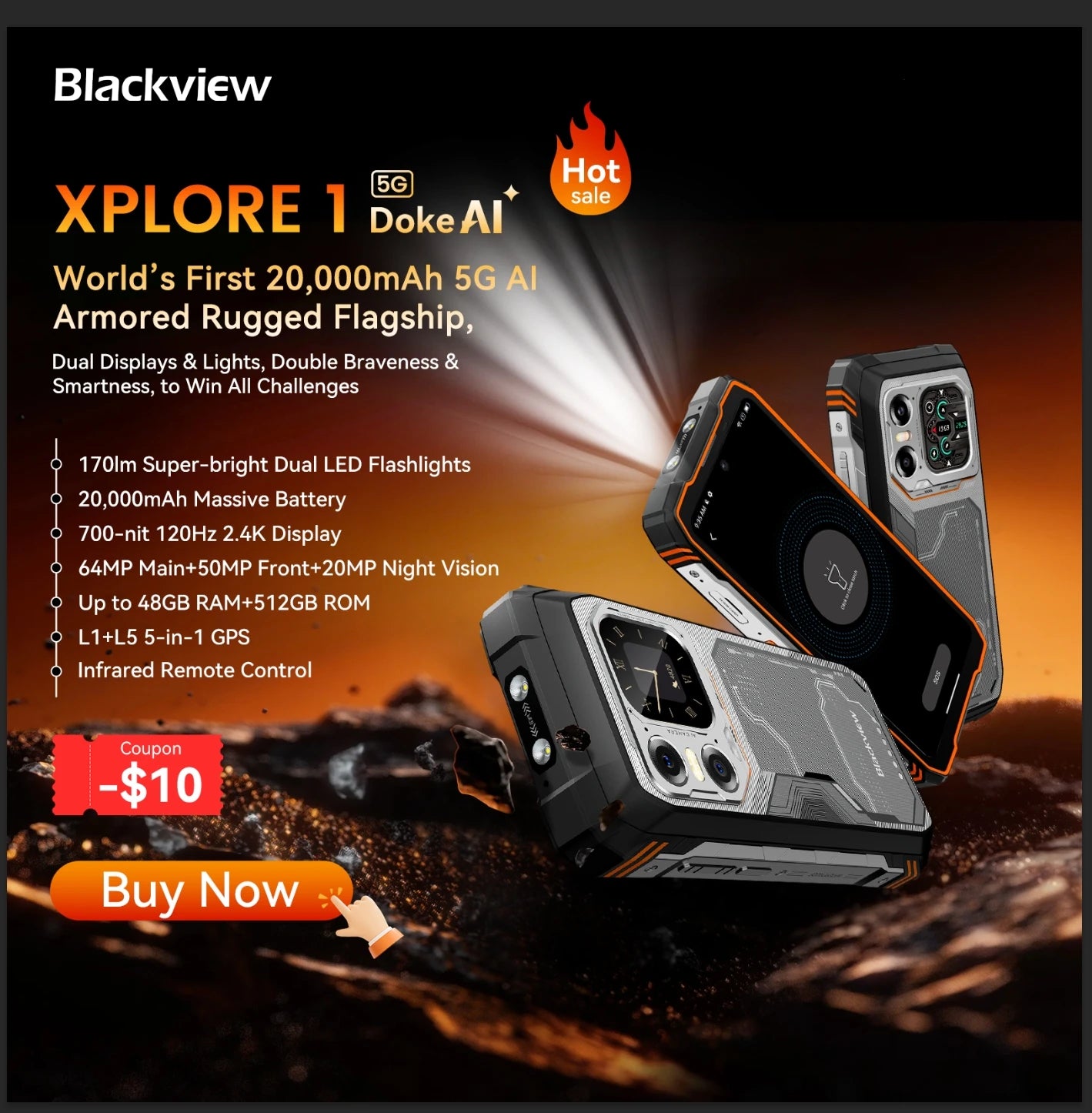 Blackview OSCAL TANK 1 5G Rugged Smartphone,20000mAh/55W, 6,78" FHD+ 120Hz Display, MTK7050,Android Camera,IP68/IP69K/GPS/NFC