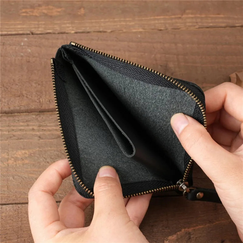 Japan Style 100% Genuine Leather Men Wallet Small Mini Card Holder Male Wallet Pocket Purse Wallet for Men Brown High Quality