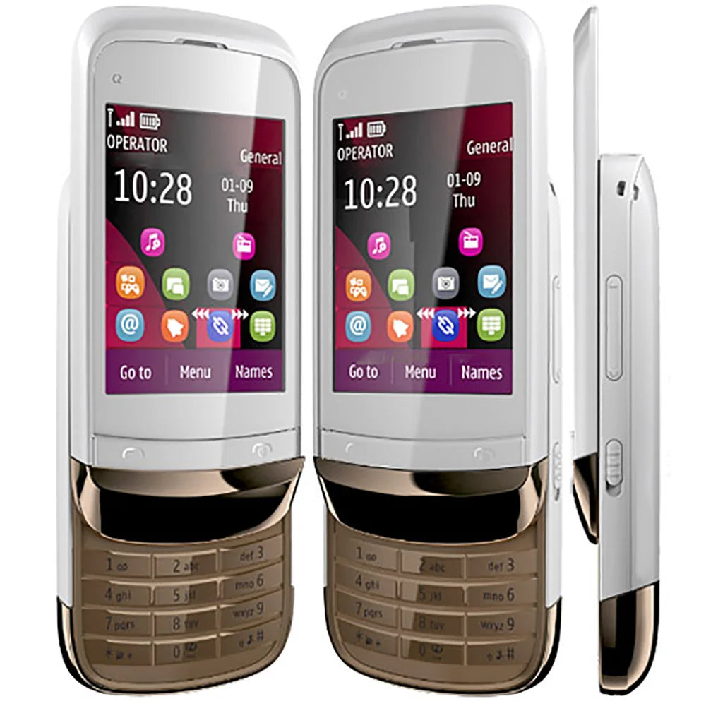 Original C2-02 Slider GSM 2G Mobile Cell Phone 2.6" 2MP Unlocked Cellphone Made in Finland on 2011.