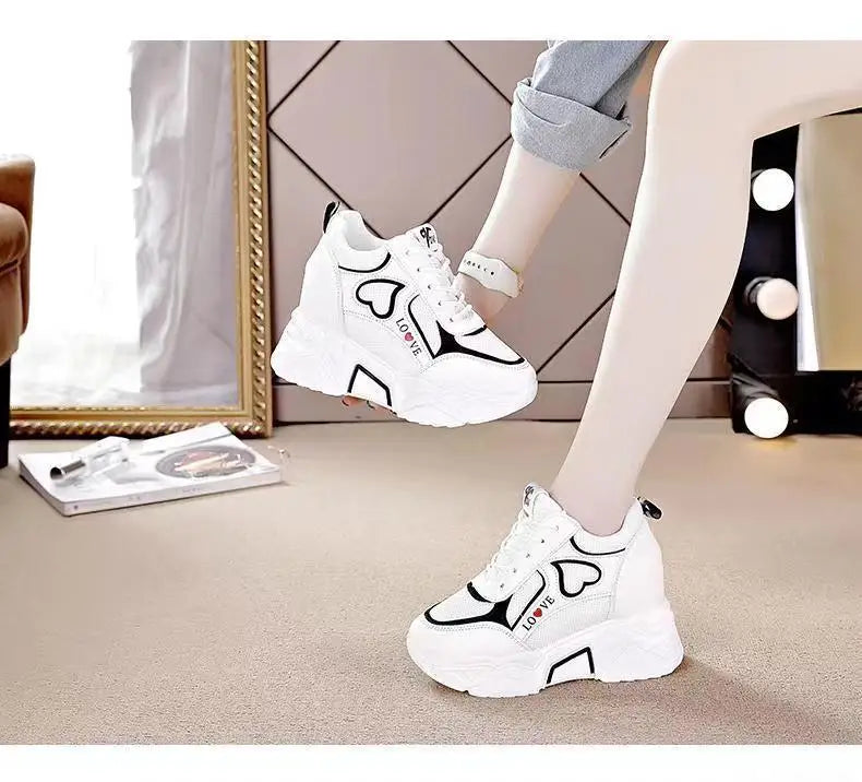 High Quality Women Platform Sneakers  Chunky Woman Casual Dad Shoes Basket Female Fashion Sport Mesh Lace Up Shoes 2024