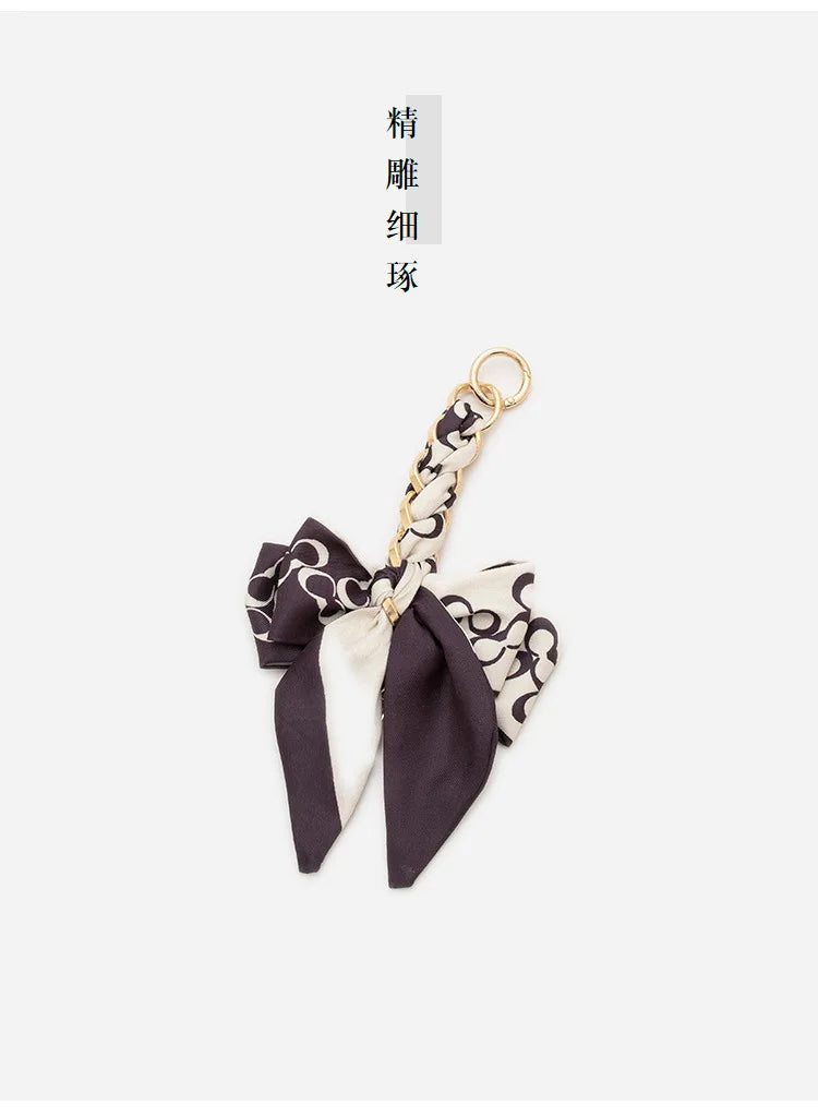 Womens Bag Extension Chain Bow Tie Bag Backpack Strap Hanging Chain Strap DIY Bag Chain Fashion Funny Black Color Simple Pendant