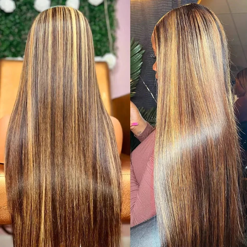 Melodie 30 40 Inch Highlight Wigs Human Hair Honey Blonde Colored Straight 13x6 Lace Frontal Wig 220% Brazilian Hair For Women